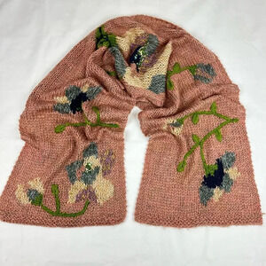 Flower Embroidery Rose Blush Scarf Lightweight Knitting Pattern